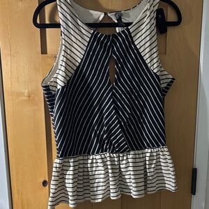 Striped Sleeveless Peplum Top